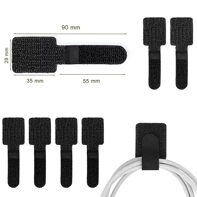 Selbstklebende Klettverschluss-Kabelbinder aus Nylon in Schwarz für DIY-Anwendungen und Wandmontage - Bild 4