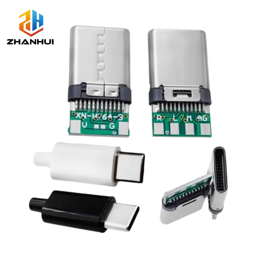 USB 3.1 Typ-C 24-Pin-Stecker Buchsenadapter für Datenkabelreparatur und Ladezubehör in Schwarz und Silber - Bild 2