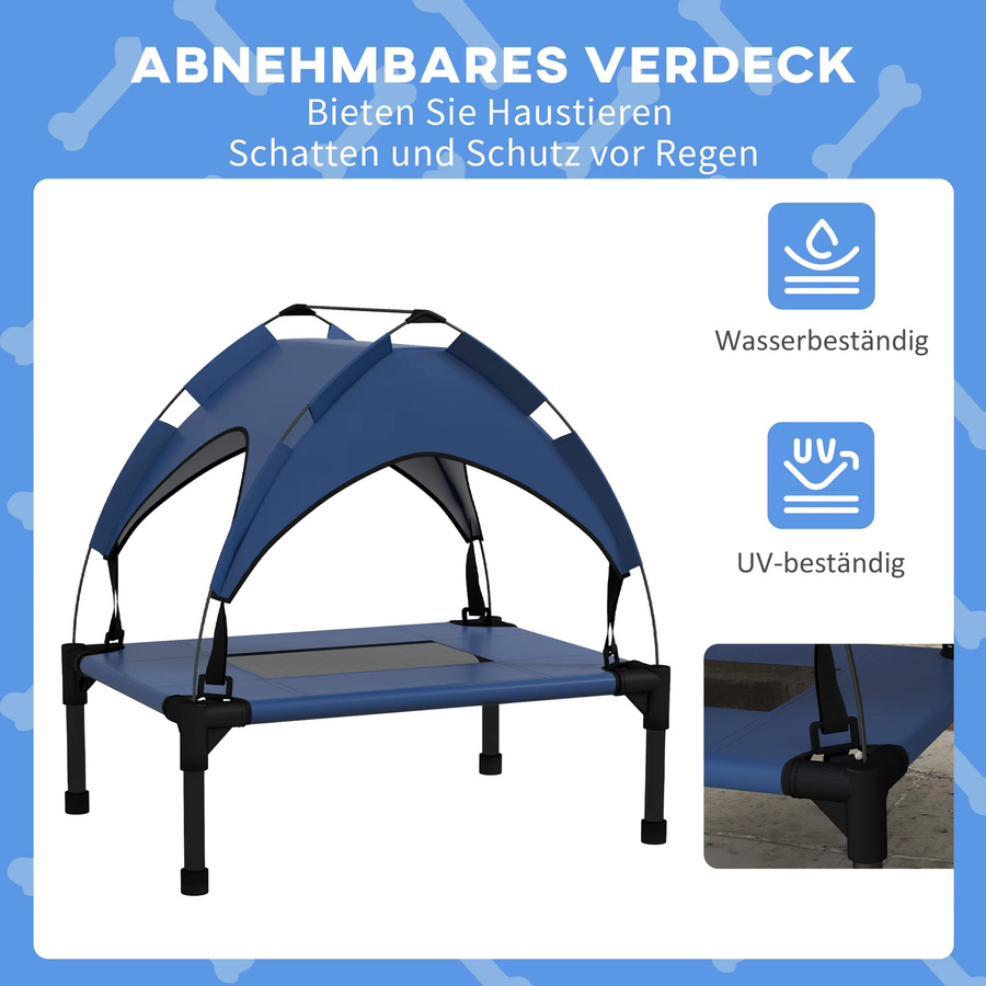 PawHut Erhöhtes Hundebett mit Baldachin und Dach in Hellgrau - Bild 4