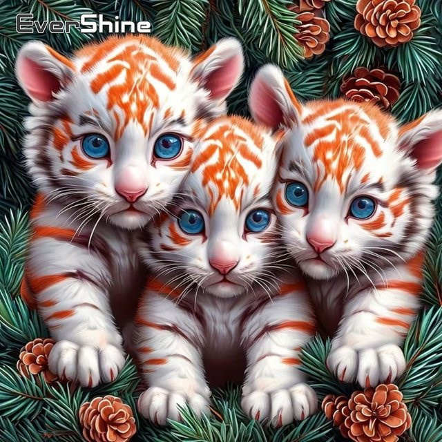 EverShine DIY Tiger-Diamantmalerei mit Tier-Motiv in Mehrfarbig, rundes Mosaik-Set für Anfänger zur Heimdekoration - Bild 1