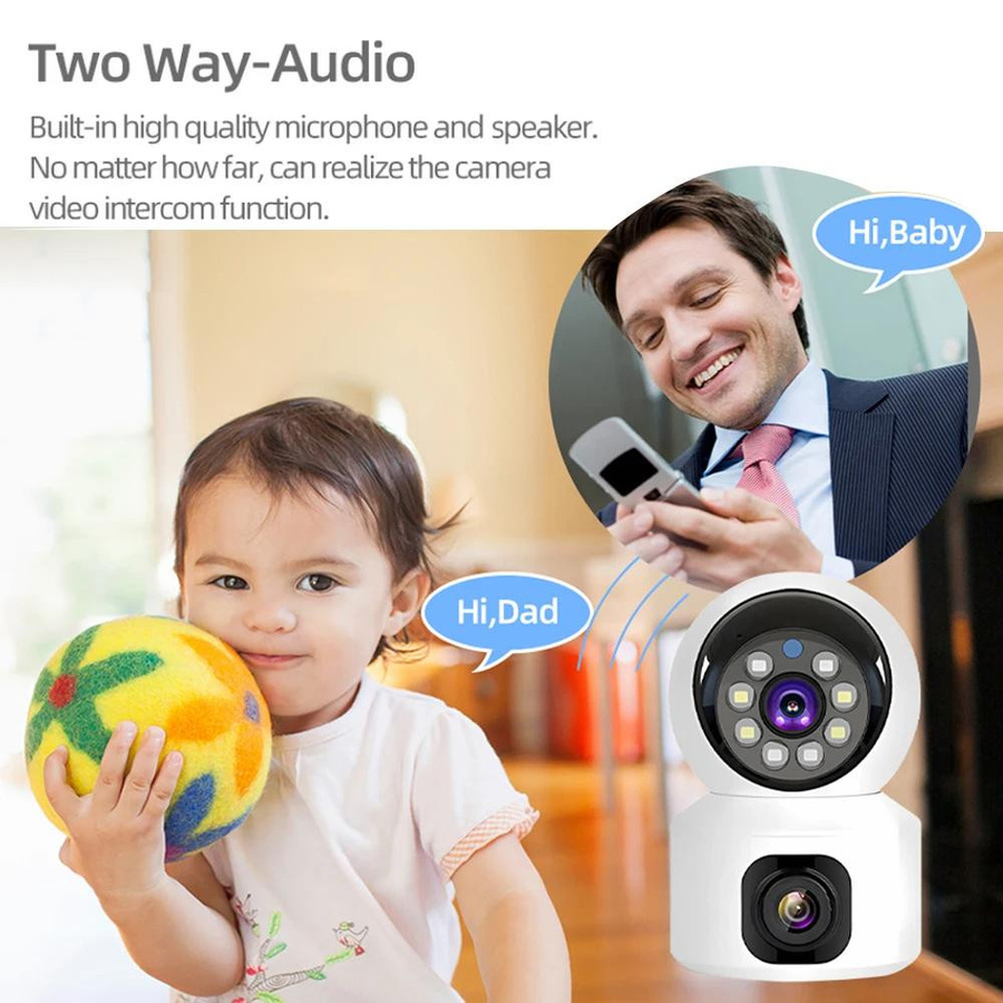 Vstarcam Mini 4G Kamera mit Dual-Objektiv und Nachtsicht, 8MP kabellose Indoor Baby Monitor mit AI Menschlicher Erkennung, Weiß - Bild 3