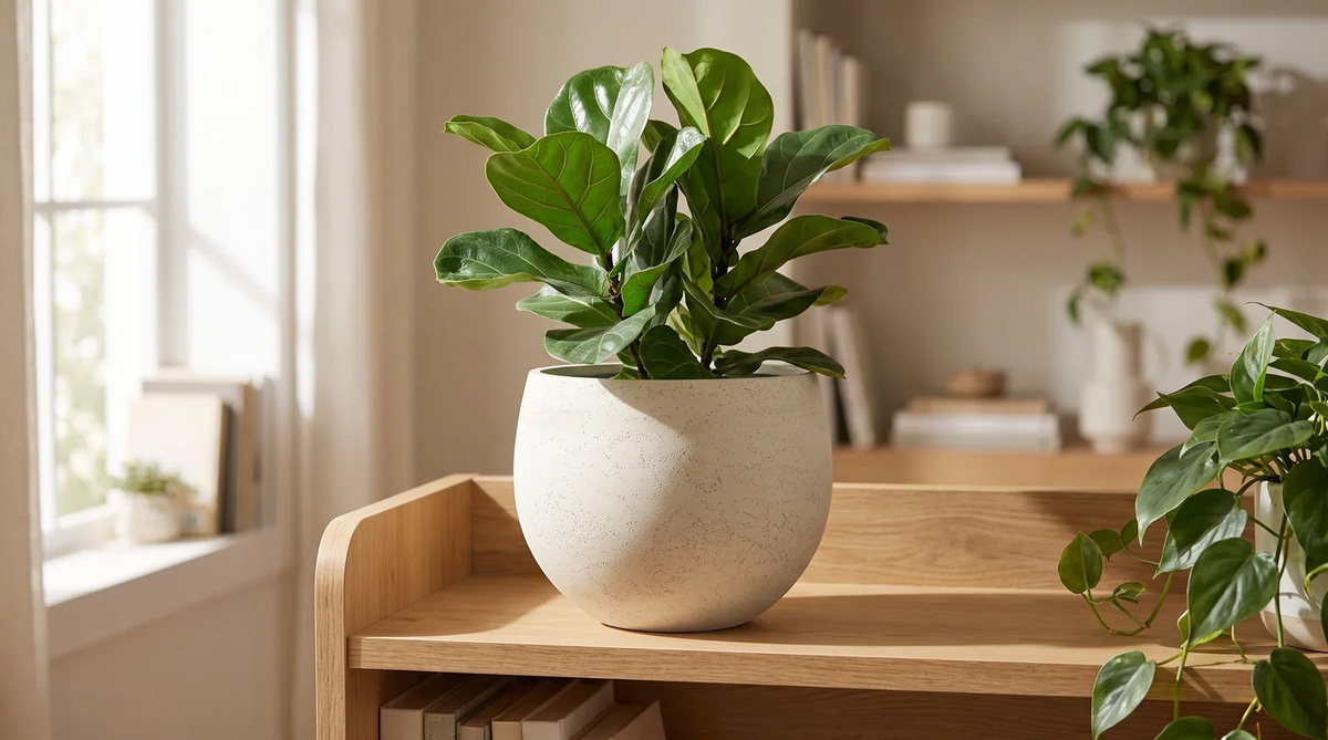Pflanztopf Sandro von Aplanta, Keramik, beige, rund, Durchmesser: 28 cm, Höhe: 23 cm - Bild 3