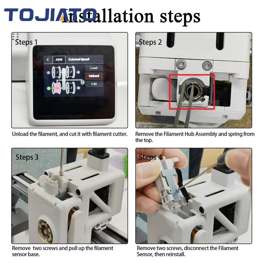 Tojiato Filamentsensor-Basis für BambuLab A1 und A1 Mini, Fixierte Basis für Hall-Board 4-in-1 PTFE-Adapter und Materialzuführmodul - Bild 3