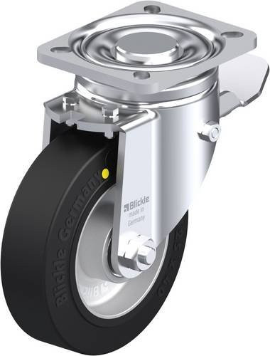 Blickle Lenkrolle LH-ALEV 125K-1-ST-EL mit Feststeller in Schwarz und Silber, Rad-Durchmesser: 125 mm, Tragfähigkeit: 250 kg - Bild 1