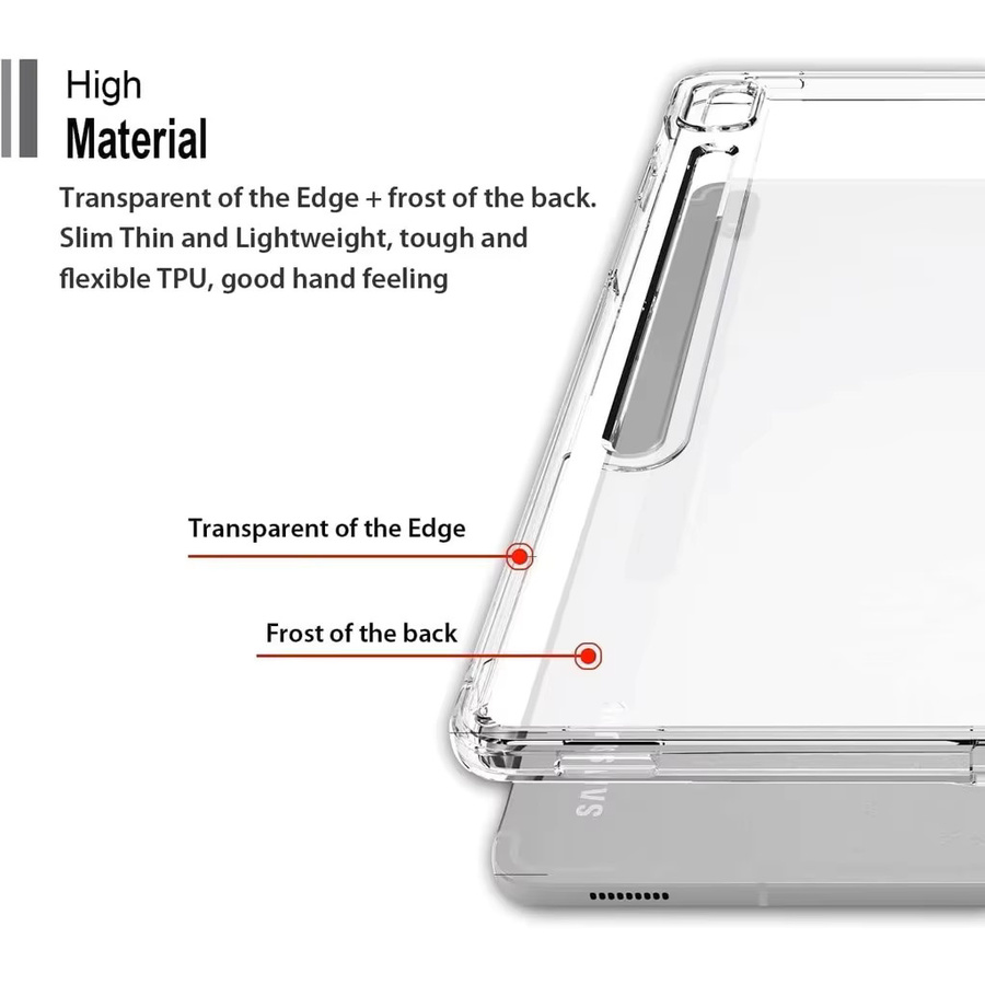 Stoßfeste TPU Schutzhülle für Samsung Galaxy Tab S9 S8 S7 S6 Lite S9 FE S9 Plus S8 Plus S7 Plus A9 A11 Plus A8 A7 Lite in Transparent - Bild 4