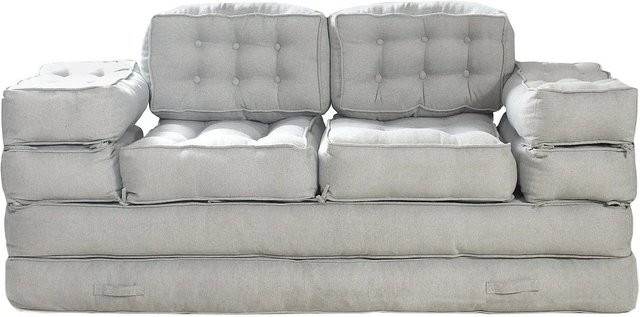 Modulierbares Sofa Dilako von Vente-unique in Grau mit Steppeffekt und Schlaffunktion, Breite: 195 cm - Bild 1