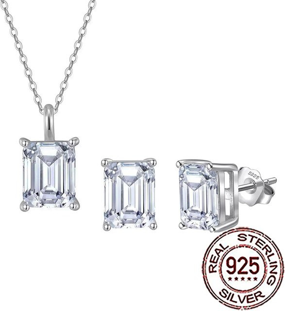 CWWZircons Halskette mit Anhänger, 925 Silber, Zirkonia, Damen - Bild 1