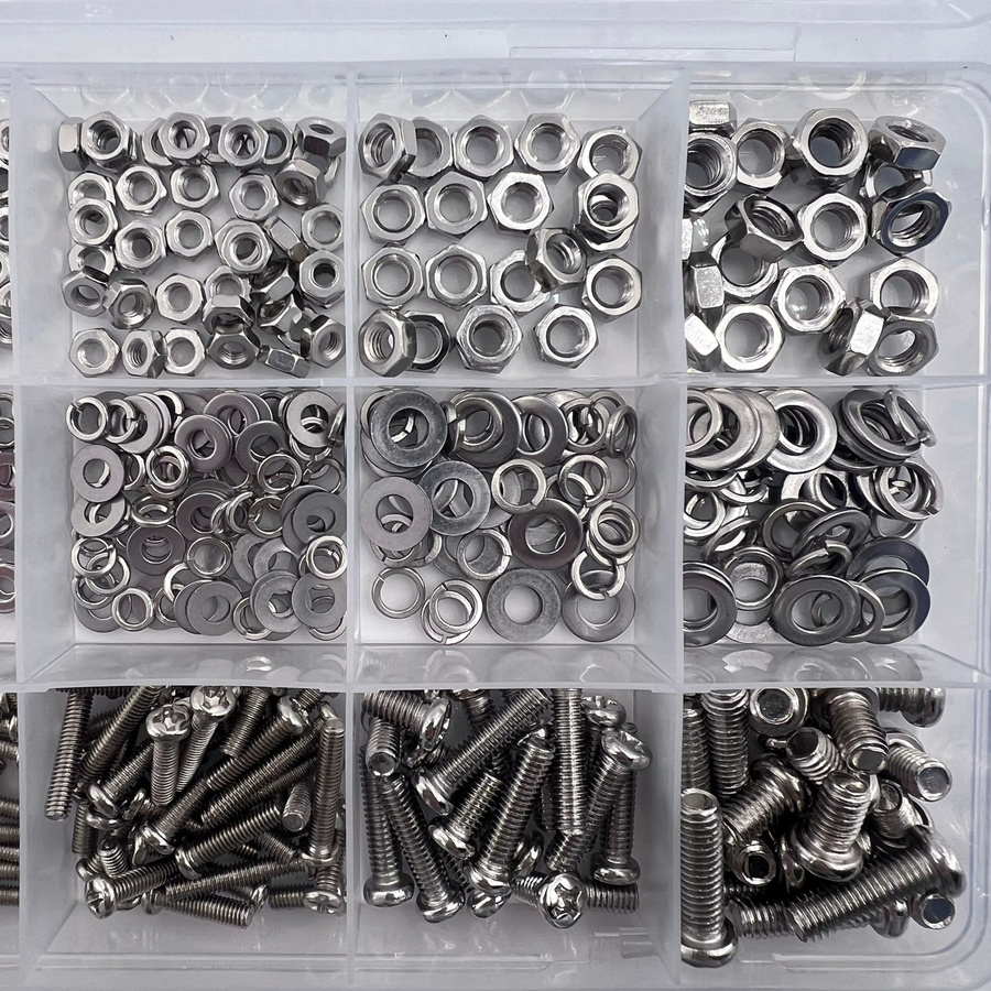 640-teiliges Sortimentsset aus Sechskantschrauben und Muttern in Silber aus Metall für Reparaturen, Größen M2 bis M5 - Bild 3