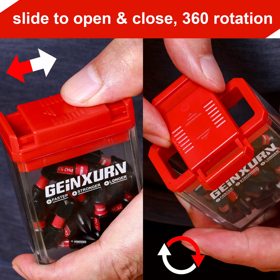 Geinxurn 30-teiliges Schlag-Torx-Schraubendreher-Bit-Set aus S2-Stahl mit Aufbewahrungsbox in Rot (T7-T40) - Bild 4