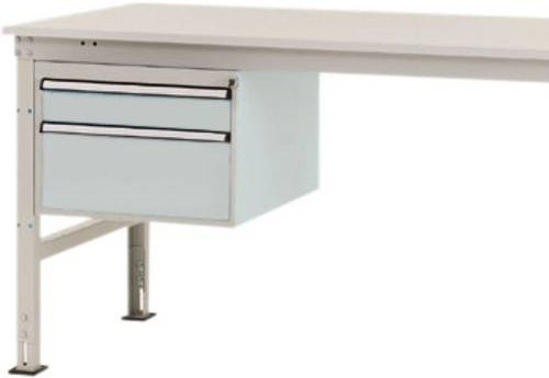Manuflex ZB4563.7035 Gehäuse-Unterbau Stationär in Grau und Weiß mit 2 abschließbaren Schubfächern für Tischtiefe 1000 mm und Nutzhöhe 300 mm - Bild 1