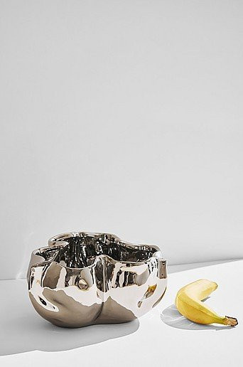 Edna Vase Topf groß Pastill in Gold oder Silber aus Keramik und Metall - Bild 1