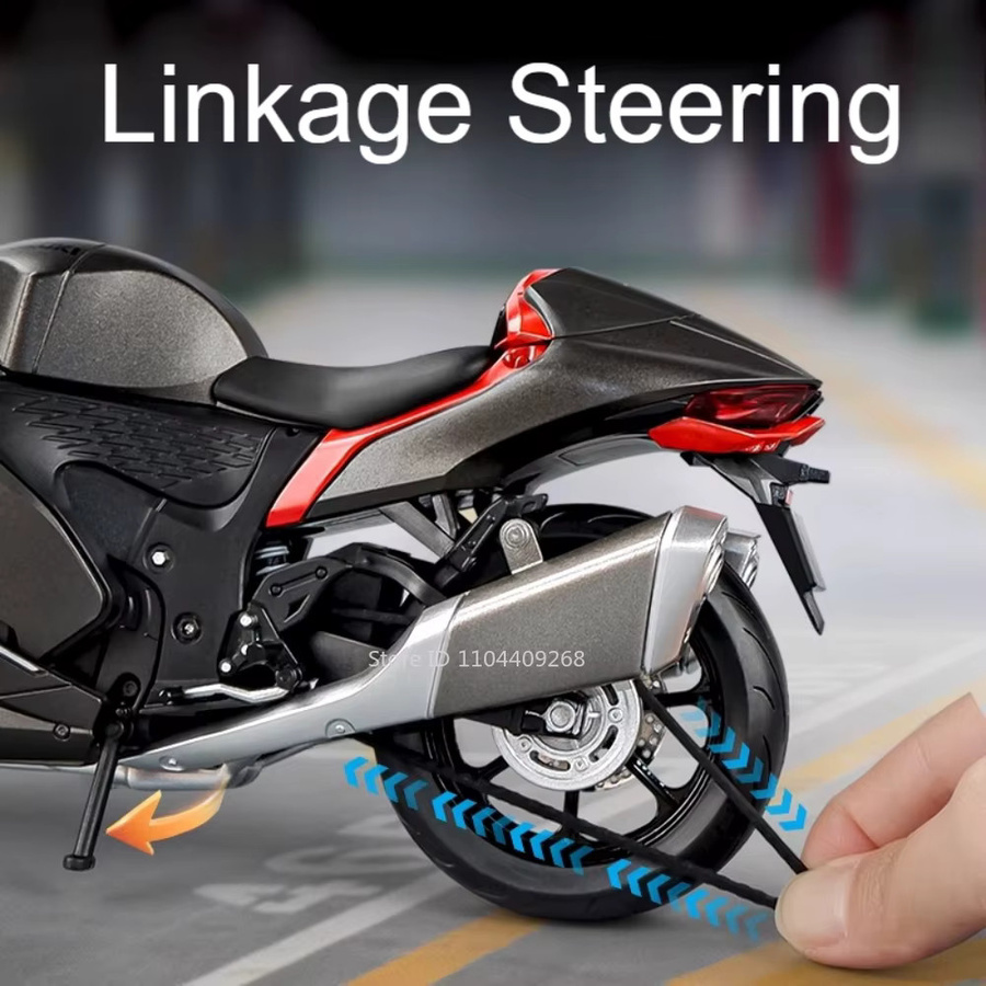 MAKEDA Suzuki Hayabusa Motorrad Modell, Maßstab 1:9, Metall - Bild 4