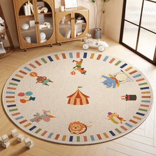 Runder Teppich mit Weltkarten-Druck von Lodestar, rutschfest und abriebfest, weiche Bodenmatte für Wohnzimmer oder Schlafzimmer, Durchmesser: 40 cm - Bild 1