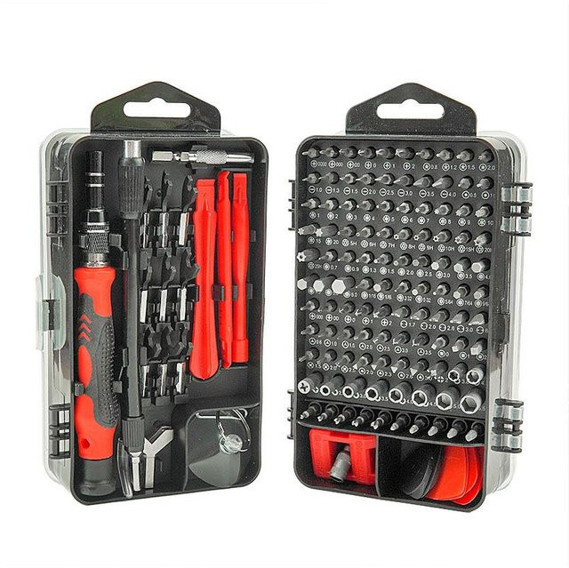 WTEMPO 135 in 1 Schraubendreher-Set für Laptop und Handy Reparatur, Demontage und Reinigung, Farbe: Rot - Bild 1