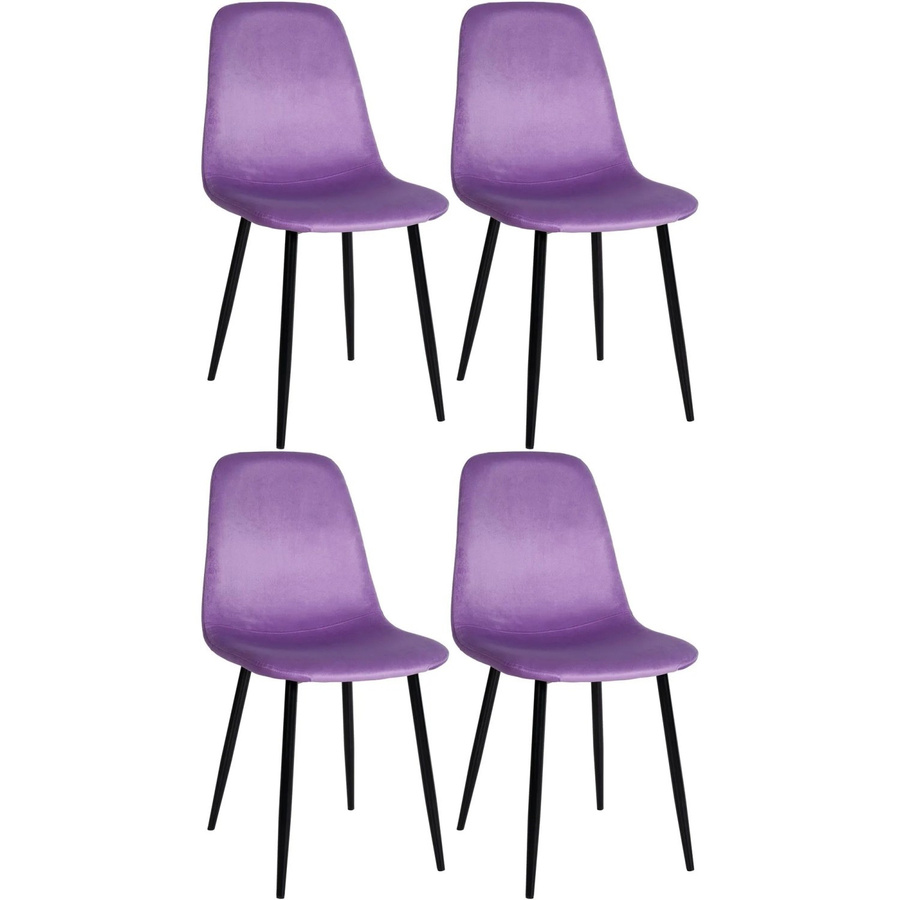 DELUKE Esszimmerstühle MOVI 4er Set aus Samt und Metall in Lila, Höhe: 88 cm, Breite: 44 cm, Tiefe: 51 cm - Bild 2