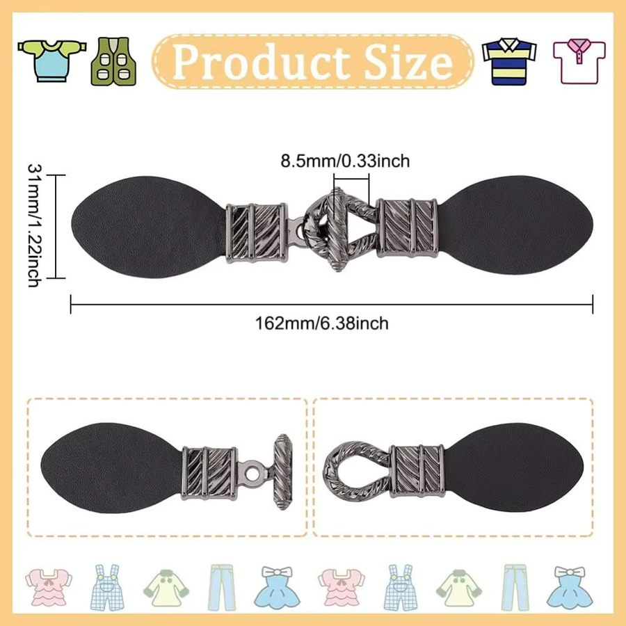 6 Paar Strickjacken-Clip-Halter, PU-Leder, Knopfschnalle - Bild 2