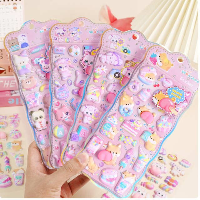 Bunte 3D Aufkleber mit lustigen Kaninchen-Cartoons für Scrapbooking und Journaling - Bild 1