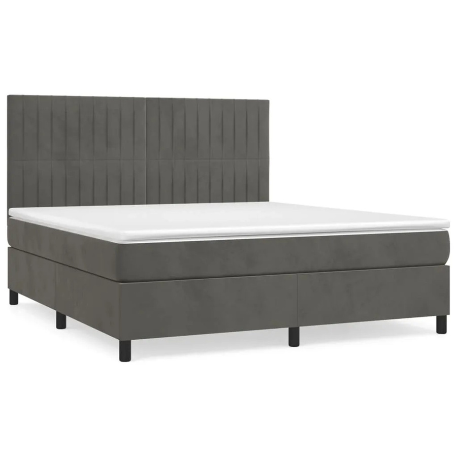 vidaXL Boxspringbett mit Matratze Dunkelgrau Samt B/T: 160 x 200 cm - Bild 2