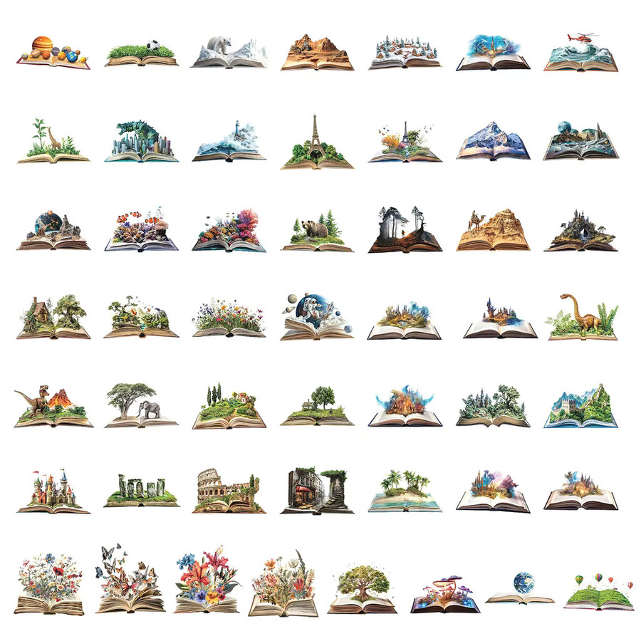 50 Stück Buchwelt Graffiti Aufkleber von BulingBulingStickers Store, wasserfeste Dekoration in Multicolor für Briefpapier, Wasserbecher und Telefon - Bild 3