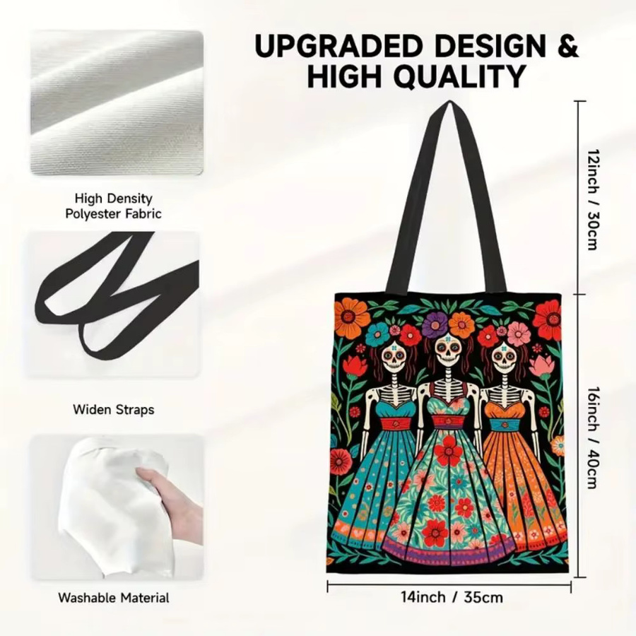 VIKAMA Floral Art Canvas-Tragetasche, doppelseitig und wiederverwendbar, multicolour - Bild 6