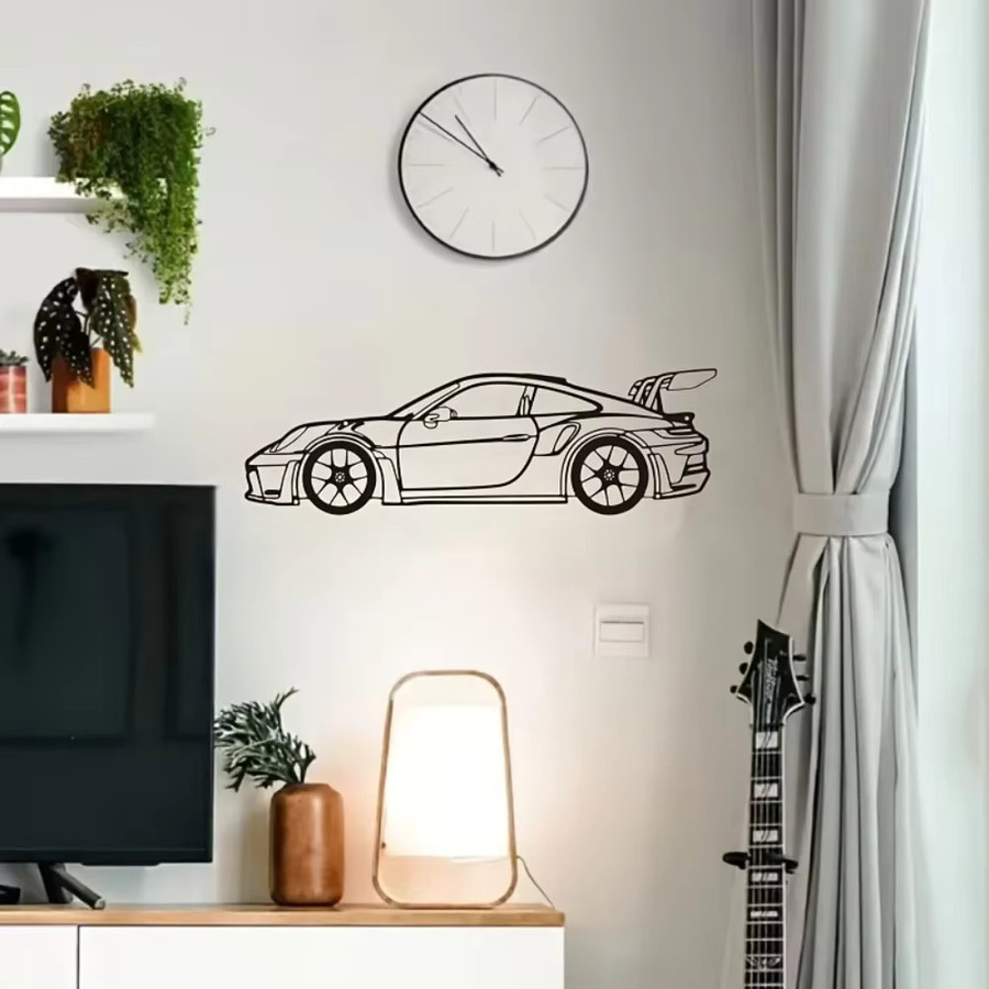 CIFBUY Vintage Auto Metall-Wandkunst in Schwarz als klassische Automobil-Silhouette Wandskulptur - Bild 4