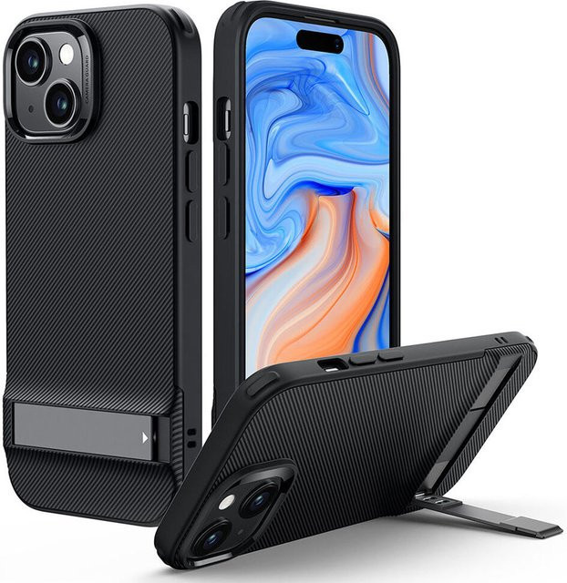 ESR Air Shield Boost Kickstand Schutzhülle für Apple iPhone 15 Plus, Schwarz - Bild 1