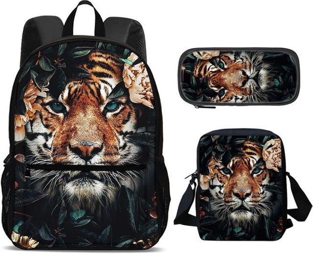 Fancy Style Studio 3er Set Taschen für Schule und Reisen mit Tigerprint in Mehrfarbig - Bild 1