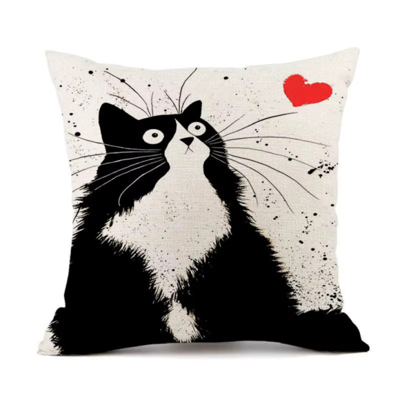 VIKAMA Katzen-Kissenbezug mit Cartoon-Motiv, quadratisches Sofakissen für Wohnzimmer und Schlafzimmer, Mehrfarbig, B/T/H: 30 x 30 x 30 cm - Bild 2