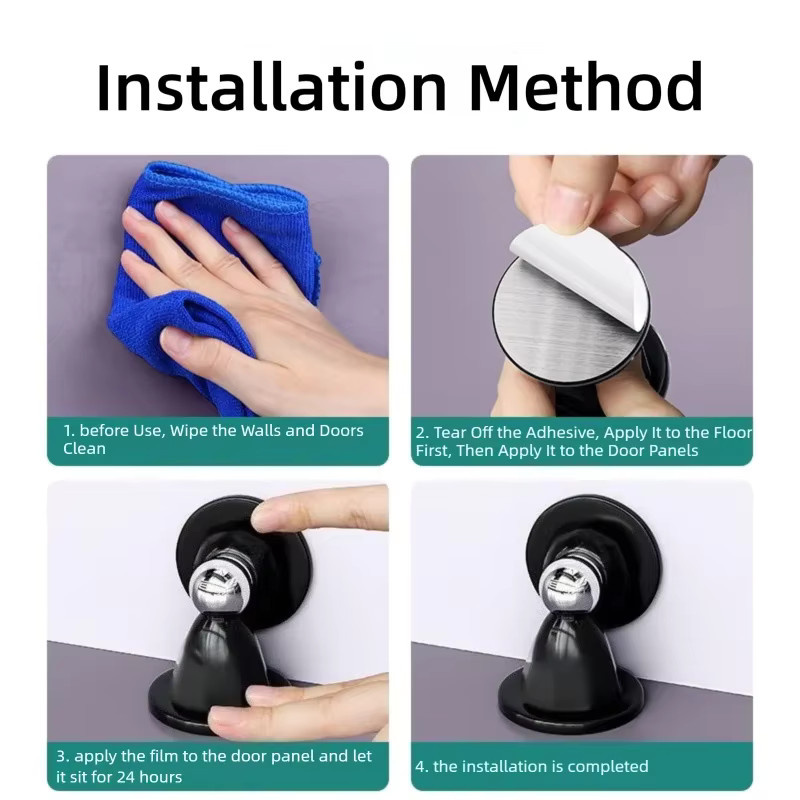 Magnetische Türabsaugung aus Silikon in Schwarz zum Schutz der Wand und zur Geräuschreduzierung - Bild 5