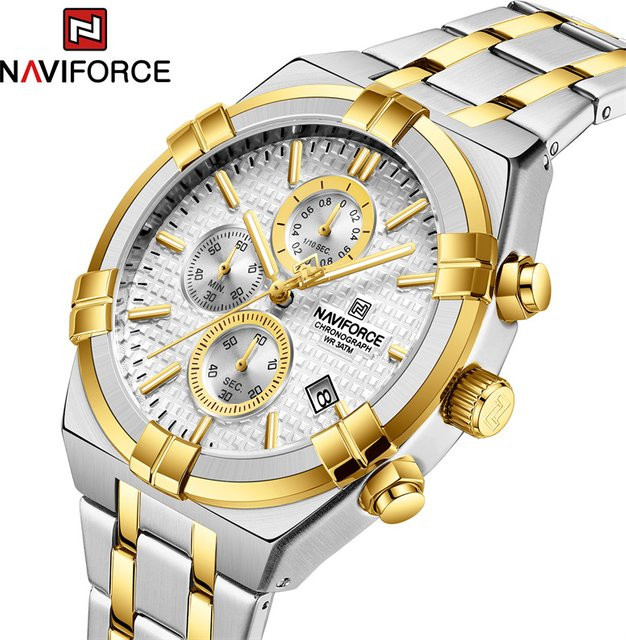 NAVIFORCE Armbanduhr Quarz, Edelstahl, Herren, Analoguhr, Datum, Leuchtzeiger - Bild 1