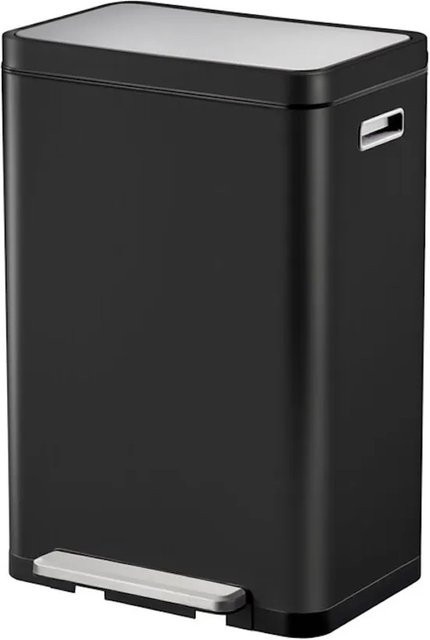 PROREGAL Treteimer Schwarz mit extra breitem Pedal und gedämpftem Stay Open Deckel, H x B x T: 65,2 x 43,3 x 33,4 cm, 2 x 20 Liter - Bild 1