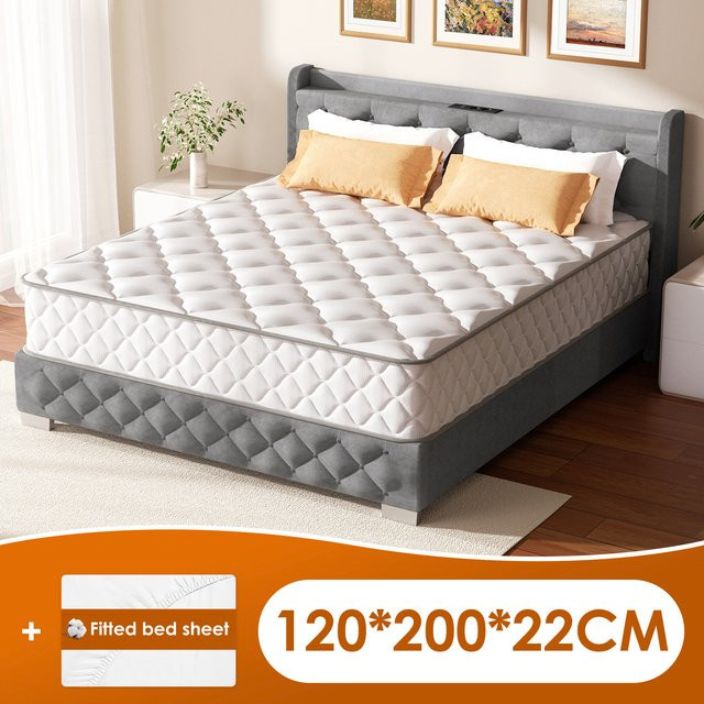 Hiazurm Taschenfederkern-Matratze mit 7-Zonen-Adaptivunterstützung, H3 mittelfeste Härte, Weiß, B/T: 120 x 200 cm, Höhe: 22 cm - Bild 1