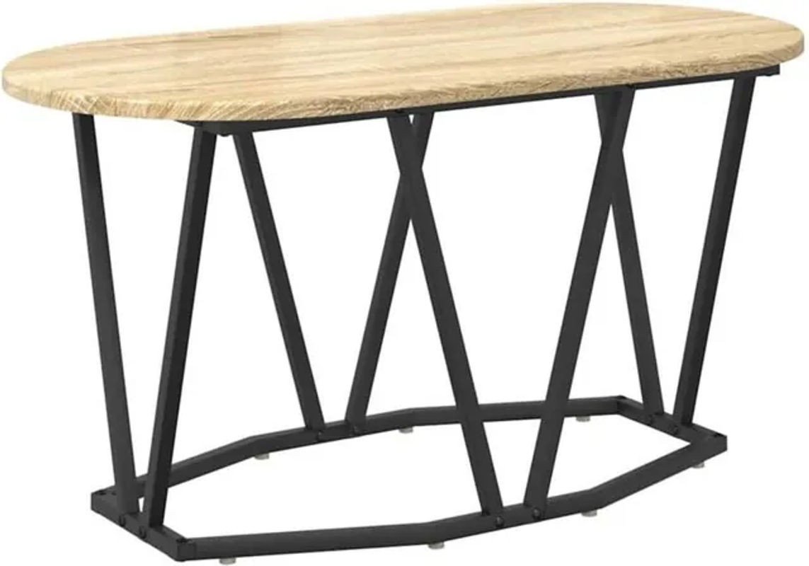 Vidaxl Couchtisch Oval in Sonoma Eiche Natur und Beige aus Holzwerkstoff und Metall im Industrial Design B: 80 cm, T: 40 cm, H: 40,5 cm - Bild 1