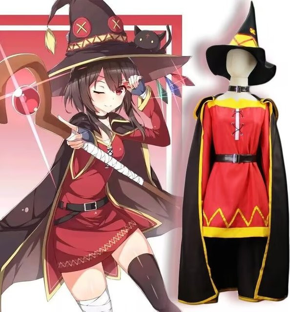 ZOBOTT Megumin Cosplay Kostüm, Zauberer-Kleid, Umhang, Set / Bundle - Bild 1