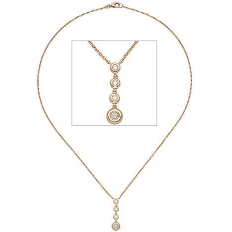 Colfem Collier Kette mit Anhänger, 585 Rotgold, 4 Diamanten, 44 cm - Bild 1