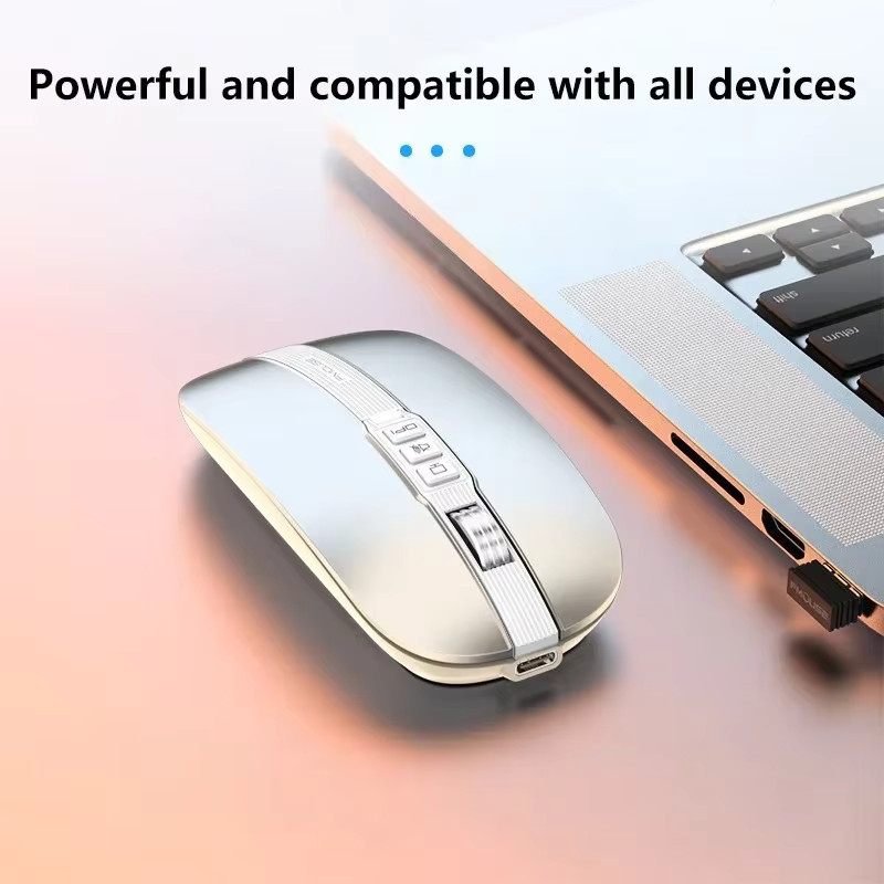 Lenovo Dual-Modus-Maus mit Bluetooth und USB-C-Aufladung, geräuschlos und ultradünn, für Laptop und Tablet, erhältlich in Grau oder Weiß - Bild 3