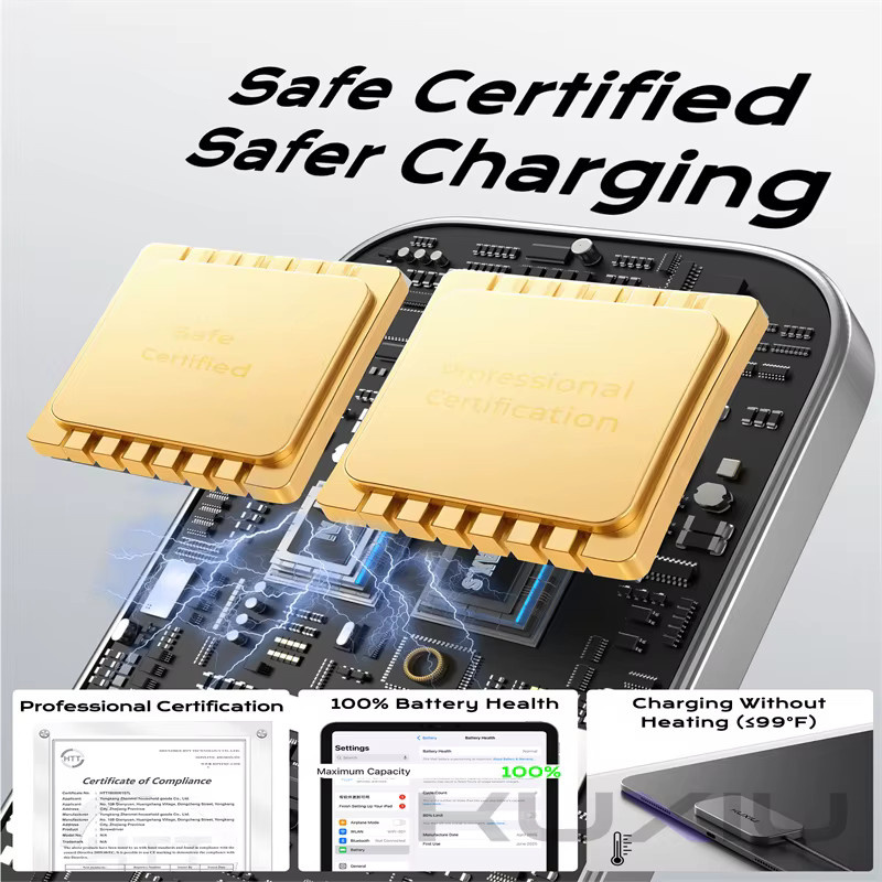 KUXIU M30 Magnetisches kabelloses Ladegerät für iPad Pro und iPad Air mit 18 W Schnellladung und USB-C auf USB-C Ladekabel - Bild 5