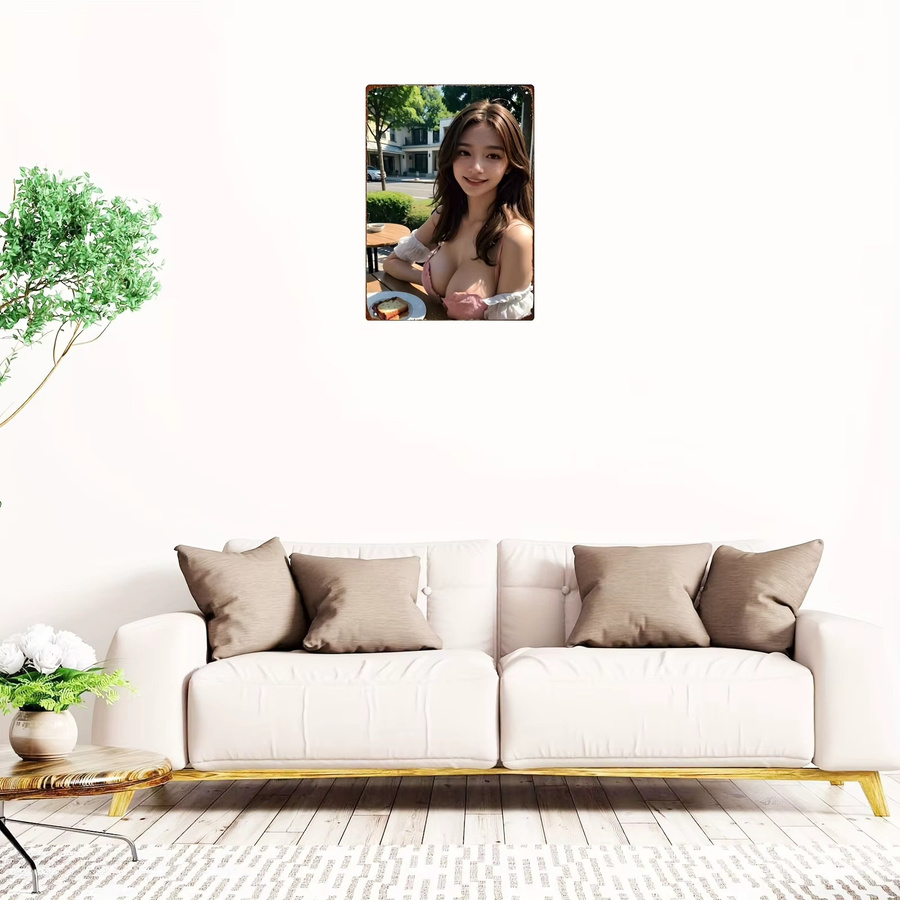 CIFBUY Retro Metallschild Anime-Mädchen Aluminium Wandkunst Deko, Mehrfarbig, Breite: 30,48 cm, Höhe: 20,32 cm - Bild 2