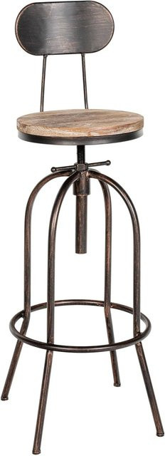 DELUKE Barhocker HELON Barstuhl aus Metall in Bronze mit Lehne im Industrial Style B/T/H: 51 x 51 x 108 cm - Bild 1