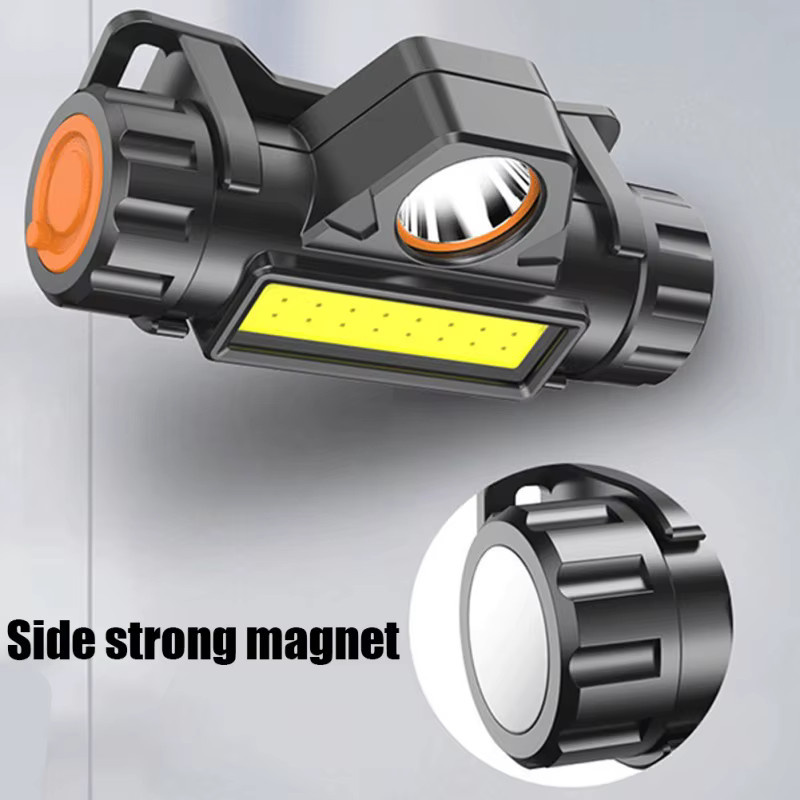 XIWANGFIRE Wiederaufladbare LED-Stirnlampe mit XPE-COB-Arbeitsleuchte und Schwanzmagnet in Schwarz - Bild 3