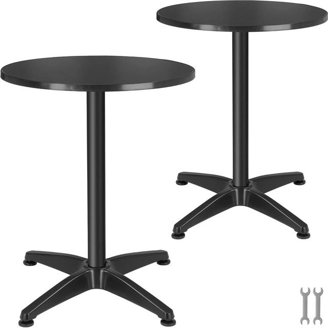 Tectake Bistrotisch Frederic Set aus 2 Stück, Aluminium, Schwarz, wetterfest, höhenverstellbar, B/T/H: 67 x 67 x 115 cm - Bild 1