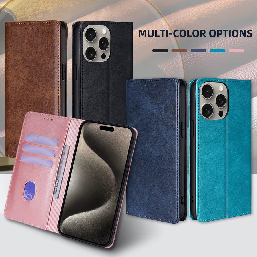 Business Leder Handyhülle für Apple iPhone als magnetische Brieftasche mit Kartenfächern in Blau - Bild 6