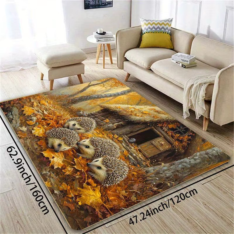 VIKAMA Igel Fußmatte aus Polyester, wasserdichte Bodenmatte mit Tiermotiv, B/T: 60 x 40 cm, Mehrfarbig - Bild 2