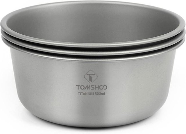 TOMSHOO Titanschüssel silber, stapelbare Campingschüssel für Camping und Wandern, 500 ml - Bild 1