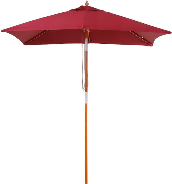 Outsunny Sonnenschirm aus Holz und Polyester in Weinrot, B: 200 cm, T: 150 cm, H: 230 cm - Bild 1