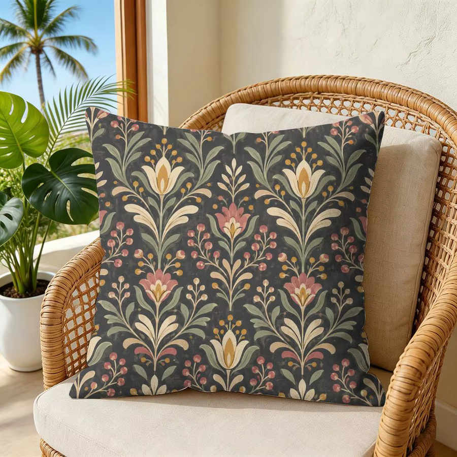 William Mori Style Vintage Plants Kissenbezug aus Plüsch in Weiß mit floralem Design, quadratisch, B/B: 30 x 30 cm - Bild 3