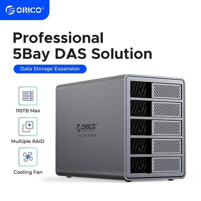 ORICO USB 3.0 HDD-Dockingstation 5 Gbit/s mit Lüfter für ProRAID 3,5 Zoll Festplatten, Grau - Bild 1