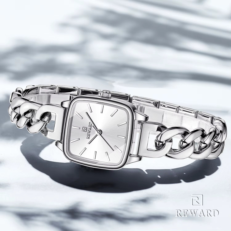 BELOHNUNG Armbanduhr Quarz, Edelstahl, Silber, Grün, Damen - Bild 2