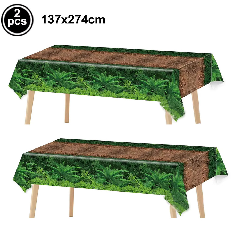 PartiesTour Tischdecke mit Dinosaurier-Motiv für Wald und Dschungel Themenpartys, Grün, Rechteckig, Transparent aus PVC - Bild 4