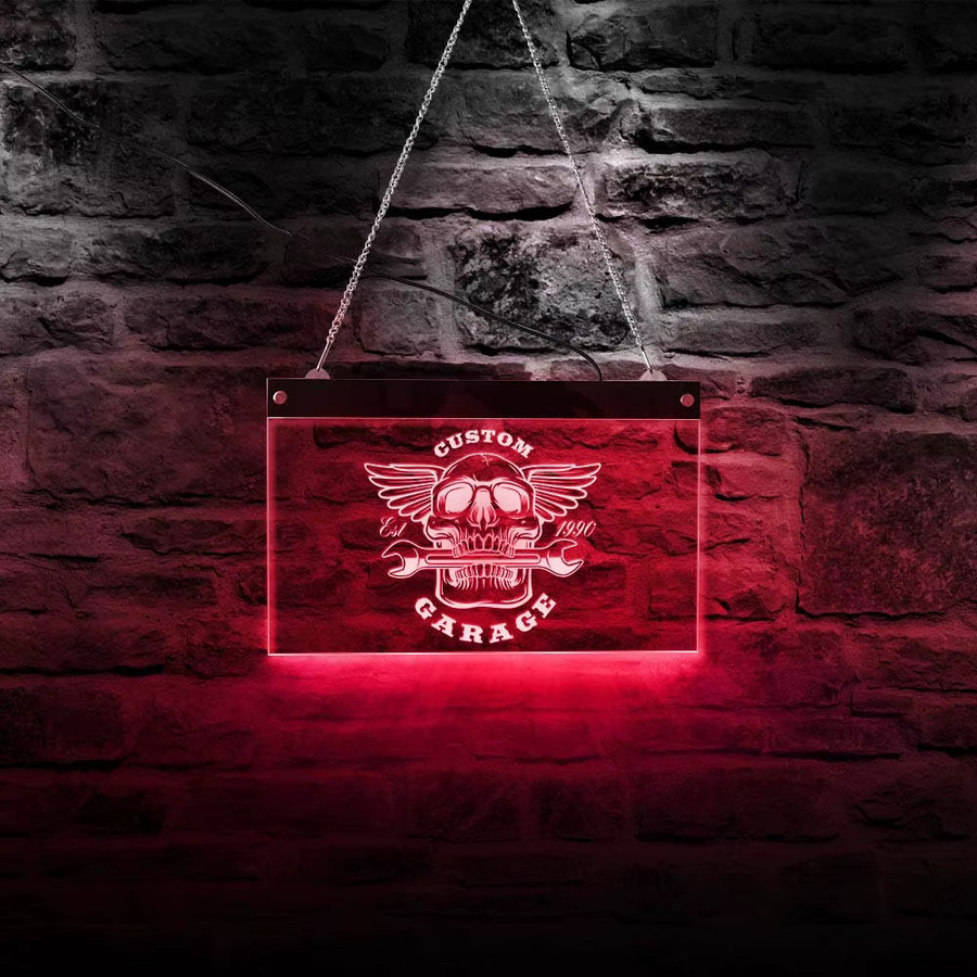 Personalisiertes LED Neon Board für Garage und Werkstatt als Business Logo Werbung in Rot - Bild 1